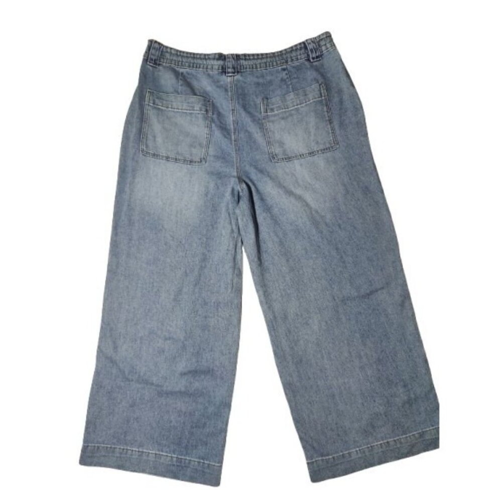 Falls Creek Wide Leg High Rise Cropped Faded Jeans W Waist Tie 16 - Picture 2 of 6